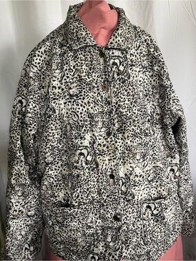 Anna And Frank Silk Animal-Print Blouse in Black and Cream
